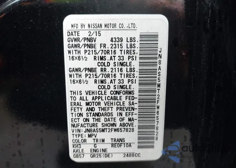 2015 Nissan Rogue Select S from USA, damaged, VIN JN8AS5MT2FW657828